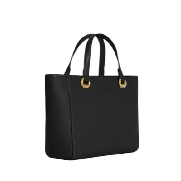 Coach Alice Crossgrain Leather Satchel Crossbody Bag Zip Up Double Handles Black - Picture 4 of 13